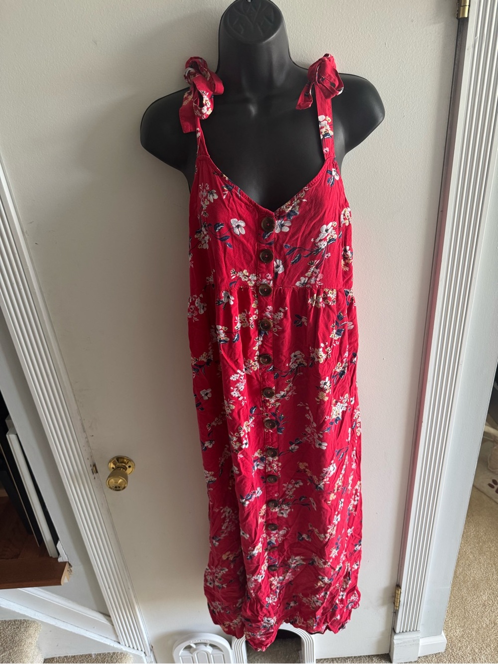 Isabel Maternity by Ingrid & Isabel Red Floral Tie-Shoulder Maternity Dress